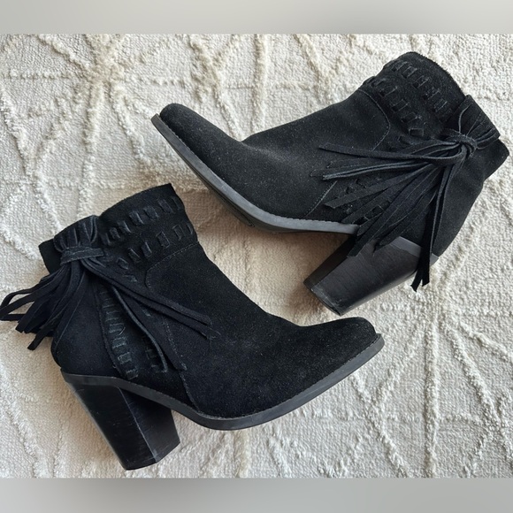 Jessica Simpson Chassie Suede Leather Fringe Booties - Picture 8 of 8